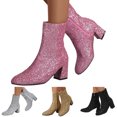 thumbnail image 1 of Modisza Women's Fashion Ankle Boots Glitter Sparkly Mid Calf Booties Ladies Outdoor Comfortable Low Heel Party Dressy Boot, 1 of 7