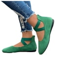 thumbnail image 1 of Modisza Women's Flat Shoes Comfortable Elastic Ankle Straps Dressy Sandals Back Zipper Closed Toe Slip on Work Shoe Green 7, 1 of 6