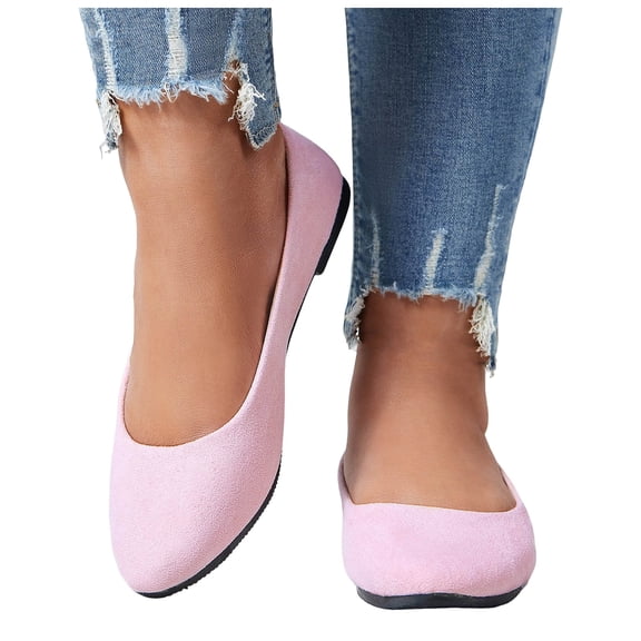 Modisza Women's Flats Shoes Suede Slip on Casual Ballet Dress Shoes Comfortable Business Office Walking Driving Work Loafers Pink 9