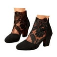 thumbnail image 1 of Modisza Women's Flowers Lace High Heels Sandals Fashion Closed Toe Chunky Heel Mesh Ankle Bootie Ladies Back Zipper Walking Shoes Black 5.5, 1 of 7