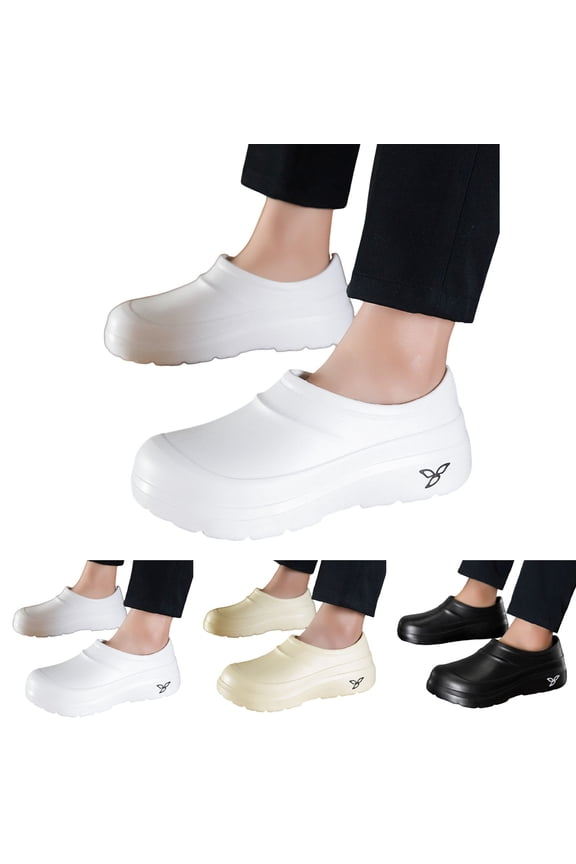 Women's Men's Clogs Slip on Work Shoes Water Proof Rubber Shoe Outdoor Garden Walking Clog Arch Support Round Toe Slides Beige 8