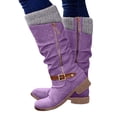 thumbnail image 1 of Modisza Women's Mid Calf Slouchy Leather Boots Wide Width Low Block Heel Tall Boot Side Zipper Winter Knitted Fold Over Boots Size 6-9.5, 1 of 7