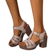 thumbnail image 1 of Modisza Women's Open Toe Cork Sandals Wide Widths Comfortable Walking Dressy Shoes Low Block Heel Slip on Slides for Summer White 9, 1 of 7