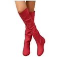 thumbnail image 1 of Modisza Women's Over The Knee Thigh High Boots Suede Chunky Heel Stretch Sexy Fall Boots Winter Dress Walking Long Boot Red 6.5, 1 of 4