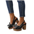 thumbnail image 1 of Modisza Women's Platform Heels Ankle Strap Sandals Open Toe Wedges Sandal Leather Dress Shoes Block Chunky High Heel Pumps size 8 Black, 1 of 6