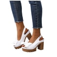 thumbnail image 1 of Modisza Women's Platform Heels Ankle Strap Sandals Open Toe Wedges Sandal Leather Dress Shoes Block Chunky High Heel Pumps size 9 White, 1 of 6