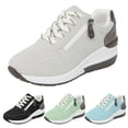 thumbnail image 1 of Modisza Women's Side Zip Fashion Sneaker with Arch Support Lace Up Walking Shoes Low Wedge Outdoor Tennis Shoe for Hiking Size 5.5 Black, 1 of 5