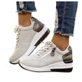 thumbnail image 1 of Modisza Women's Side Zip Fashion Sneaker with Arch Support Lace Up Walking Shoes Low Wedge Outdoor Tennis Shoe for Hiking Size 7 Gray, 1 of 5