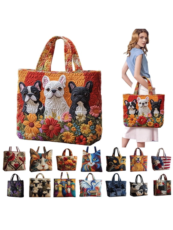 Women's Tote Bags Large Capacity Cute Cat Handbags Ladies Outdoor Camping Storage Bag Colorful Casual Shoulder Purse Orange M