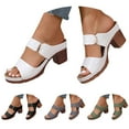 thumbnail image 1 of Modisza Women's Two Strap Heeled Sandals Open Toe Low Chunky Heels Slip on Slides Summer Dress Pumps Orthopedic Wedge Slide Shoes Black 7, 1 of 7