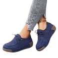 thumbnail image 1 of Modisza Women's Walking Loafers Slip on Comfortable Loafers Casual Shoes Lace Up Low Top Sneakers Ladies Canvas Work Loafer Blue Size 6, 1 of 7