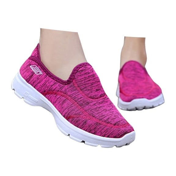 Modisza Women's Walking Shoes Slip on Memory Foam Casual Sneaker Summer Hiking Running Shoe Lightweight Workout Sneaker Red Size 6.5