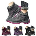 thumbnail image 1 of Modisza Women's Waterproof Hiking Boots Arch Support Winter Snow Booties Fleece Lined Walking Outdoor Sneakers Shoes Black 8, 1 of 8