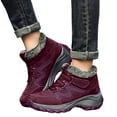 thumbnail image 1 of Modisza Women's Waterproof Hiking Boots Arch Support Winter Snow Booties Fleece Lined Walking Outdoor Sneakers Shoes Red 8.5, 1 of 7