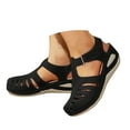 thumbnail image 1 of Modisza Women's Wedge Sandals Summer Closed Toe Arch Support Slip on Slides Ladies Hollow Out Ankle Strap Walking Flat Shoes Black 9, 1 of 6
