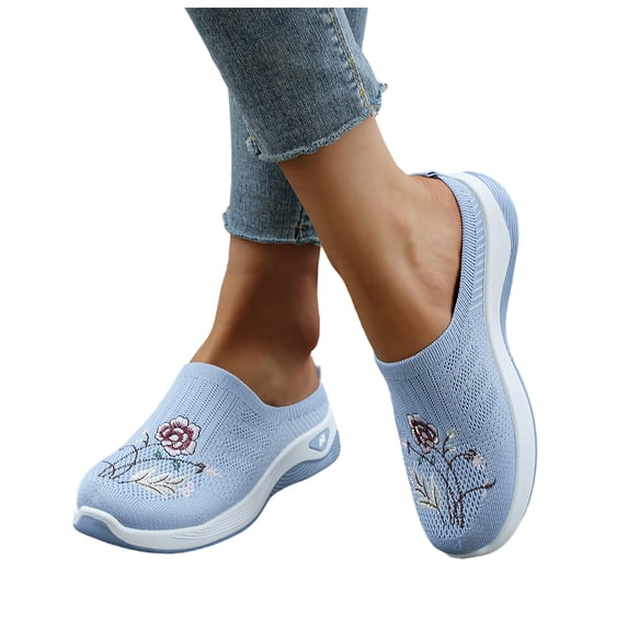 Modisza Womens Breathable Mesh Walking Mules Open Back Casual Sneakers Slip on Summer Shoes Outdoor Lightweight Slides size 9.5 Blue
