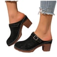 thumbnail image 1 of Modisza Womens Chunky Stacked Heel Mules Closed Toe Heeled Slip on Clogs Casual Slide Shoes Ladies Summer Walking Sandals Black 9.5, 1 of 6
