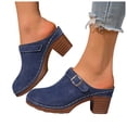 thumbnail image 1 of Modisza Womens Chunky Stacked Heel Mules Closed Toe Heeled Slip on Clogs Casual Slide Shoes Ladies Summer Walking Sandals Blue 7, 1 of 7