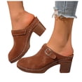 thumbnail image 1 of Modisza Womens Chunky Stacked Heel Mules Closed Toe Heeled Slip on Clogs Casual Slide Shoes Ladies Summer Walking Sandals Brown 9, 1 of 6