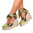 thumbnail image 1 of Modisza Womens Espadrilles Wedges Sandals Platform Closed Toe Slip on Slides Strappy Ankle Strap Summer Dress Shoes for Walking Green 7.5, 1 of 6