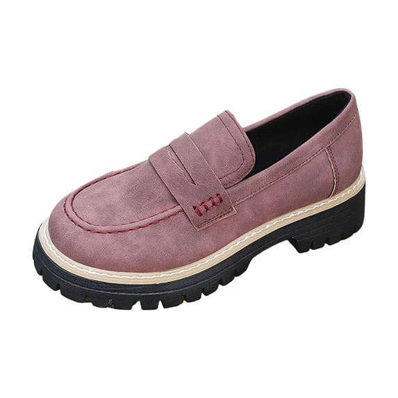 Modisza Womens Leather Loafers Slip on Dressy Walking Shoes Low Heel Summer Work Loafer Wide Toe Comfortable Outside Shoe Pink Size 5.5