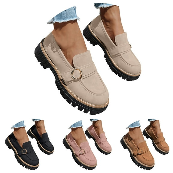 Modisza Womens Loafers Shoes Platform Chunky Penny Loafer Lug Sole Business Office Slip on Work Casual Dress Oxfords Black 6