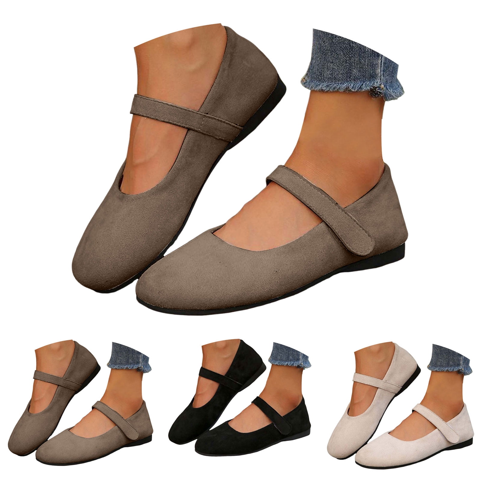 Modisza Womens Mary Jane Shoes Slip on Falt Walking Shoe Summer