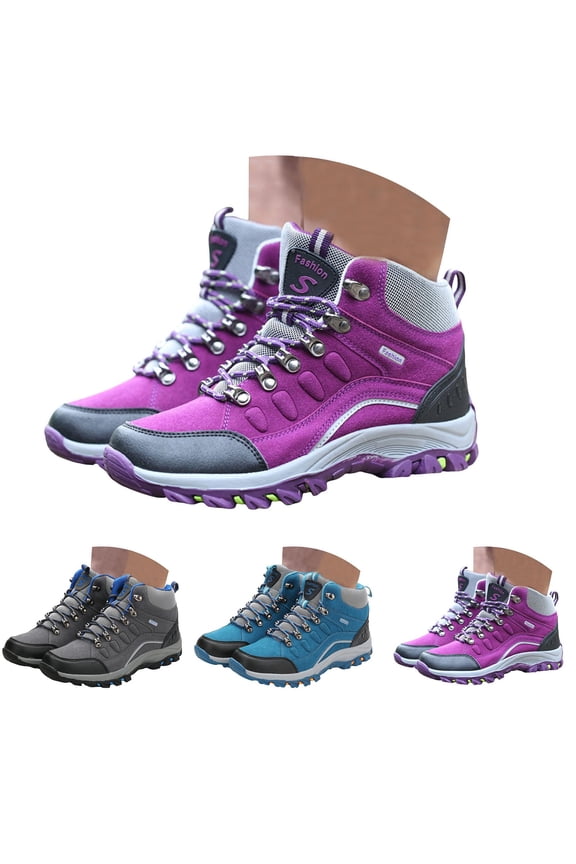 Womens Mens Hiking Boots Waterproof Mid Top Ankle Booties Arch Support Trekking Climbing Running Shoes Blue 11