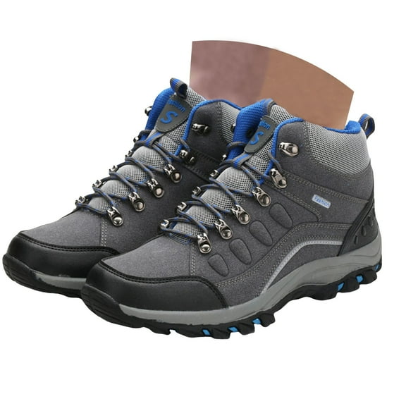 Modisza Womens Mens Hiking Boots Waterproof Mid Top Ankle Booties Arch Support Trekking Climbing Running Shoes Grey 10.5