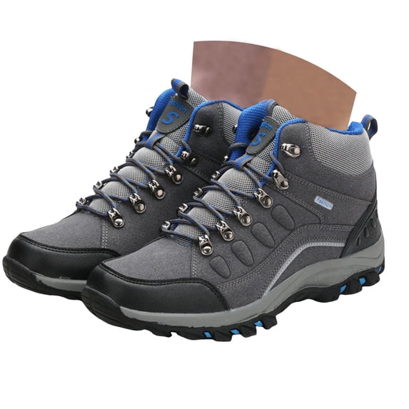 Modisza Womens Mens Hiking Boots Waterproof Mid Top Ankle Booties Arch Support Trekking Climbing Running Shoes Grey 8