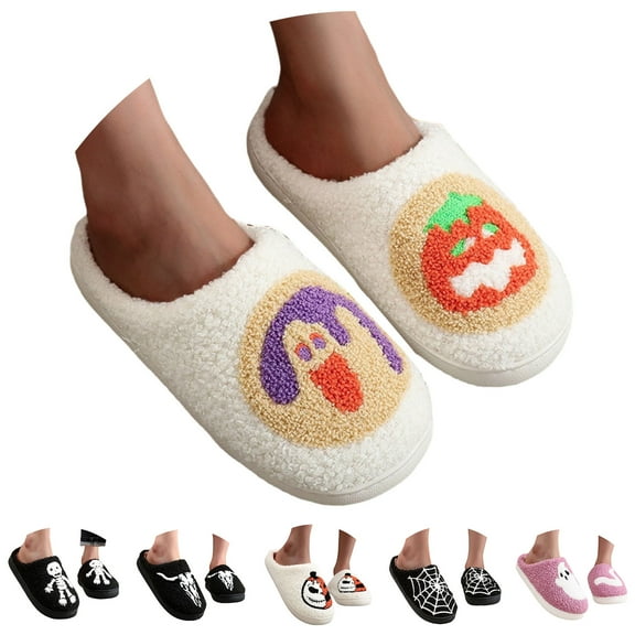 Modisza Womens Mens Slippers Memory Foam Cute Cartoon Plush House Shoes Fleece Lined Winter Indoor Outdoor Slippers A 6
