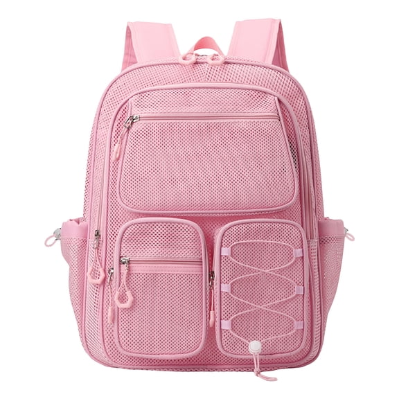 Modisza Womens Mesh Backpack Multiple Pockets Schoolbags Lightweight Travel Work Daypack Students Casual Sports Backpacks Pink