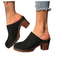 thumbnail image 1 of Modisza Womens Mules Pumps Summer Closed Toe Slip on Sandals Chunky Block Heel Backless Slide Shoes with Arch Support Black 6, 1 of 6