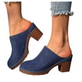 thumbnail image 1 of Modisza Womens Mules Pumps Summer Closed Toe Slip on Sandals Chunky Block Heel Backless Slide Shoes with Arch Support Blue 7.5, 1 of 6