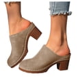thumbnail image 1 of Modisza Womens Mules Pumps Summer Closed Toe Slip on Sandals Chunky Block Heel Backless Slide Shoes with Arch Support Brown 7.5, 1 of 6