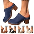 thumbnail image 1 of Modisza Womens Mules Pumps Summer Closed Toe Slip on Sandals Chunky Block Heel Backless Slide Shoes with Arch Support White 6, 1 of 6