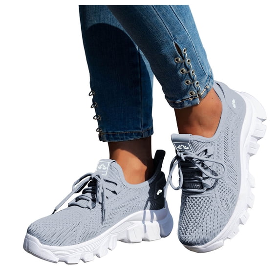 Modisza Womens Sneakers Memory Foam Running Tennis Shoes Wide Width Arch Support Walking Shoes for Diabetic Plantar Fasciitis Grey 8
