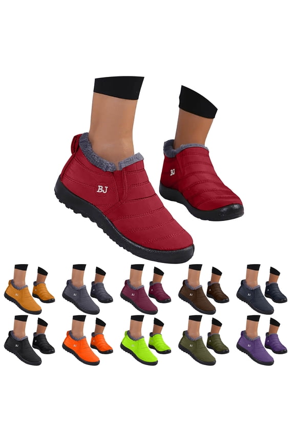 Womens Snow Boots Waterproof Winter Ankle Booties Comfortable Fleece Lined Outdoor Slip on Walking Shoes Black 6