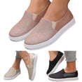 thumbnail image 1 of Modisza Womens Walking Shoes Sparkly Flat Casual Sneakers Round Toe Platform Slip on Work Shoe Ladies Summer Outdoor Loafers 6.5 Black, 1 of 6