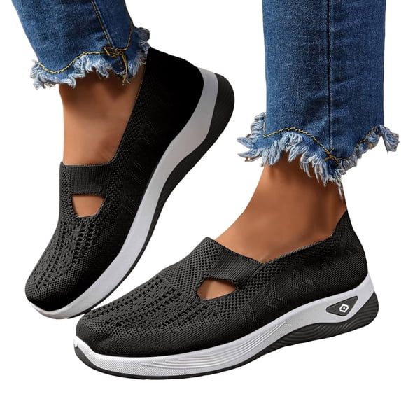 Modisza Womens and Mens Walking Shoes Workout Breathable Mesh Slide Shoe Lightweight Running Tennis Sneakers with Arch Suppor Black 7
