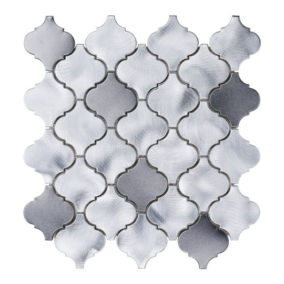 Modket Arabesque Blended Gray Metallic Aluminum Modern Mosaic Tile Backsplash Kitchen