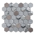 thumbnail image 1 of Modket Hexagon Gray Marble Metallic Gray Silver Insert 3D Glass Mosaic Tile Backsplash, 1 of 5