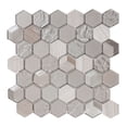 thumbnail image 1 of Modket Hexagon Gray White Oak Marble Stone Metallic Gray Glass Mosaic Tile Backsplash, 1 of 5