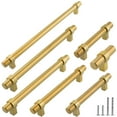 thumbnail image 1 of Modket M1608 Modern Euro Bar Cabinet Handle 304 Stainless Steel — 7-7/8" Overall Length, 6-1/4" (160mm) Hole Centers, Satin Brass Gold— 1-Pack, 1 of 7