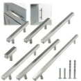 thumbnail image 1 of Modket M1610 Modern Euro Bar Cabinet Handle 304 Stainless Steel — 12" Overall Length, 10-1/8" (256mm) Hole Centers, Brushed Nickel— 1-Pack, 1 of 6