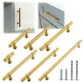 thumbnail image 1 of Modket M1611 Modern Euro Bar Cabinet Handle 304 Stainless Steel — 10" Overall Length, 7-1/2" (192mm) Hole Centers, Brushed Satin Brass Gold— 25-Packs, 1 of 6