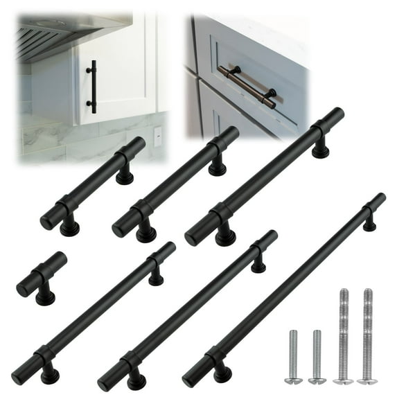 Modket M1611 Modern Euro Bar Cabinet Handle 304 Stainless Steel — 10" Overall Length, 7-1/2" (192mm) Hole Centers, Matte Black— 25-Packs