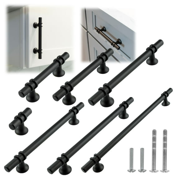 Modket M1612 Modern Euro Bar Cabinet Handle 304 Stainless Steel — 10" Overall Length, 7-1/2" (192mm) Hole Centers, Matte Black— 15-Packs