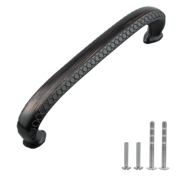 Modket MH1612 Traditional Classic Kitchen Cabinet Pull Handle — 5-3/8" Overall Length, 5" (128mm) Hole Centers, Oil Rubbed Bronze — 5 Packs