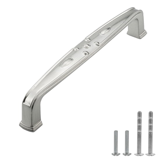 Modket MH1613 Traditional Classic Kitchen Cabinet Pull Handle — 5-3/8" Overall Length, 5" (128mm) Hole Centers, Brushed Nickel — 1 Pack